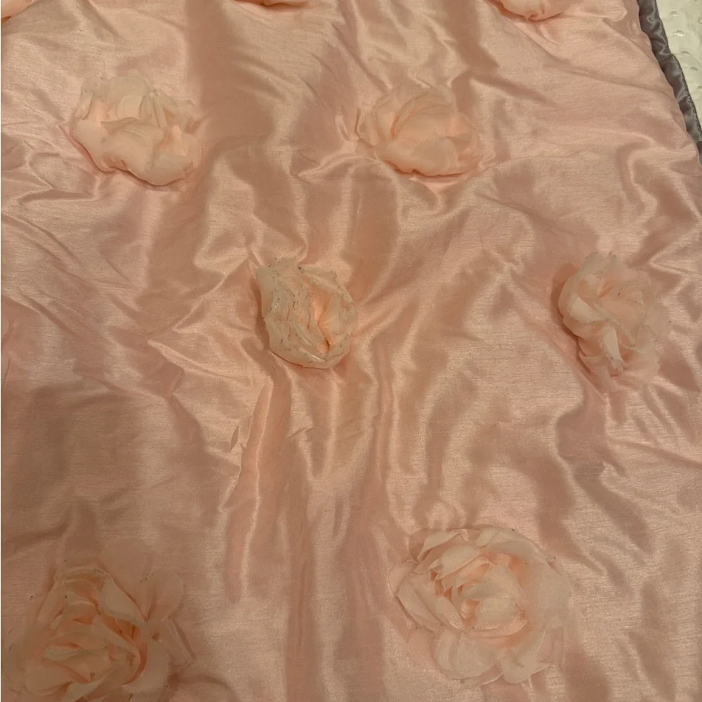 THE PEANUTSHELL ARIANNA PINK GRAY ELEGANT NURSERY BABY CRIB QUILT ONLY